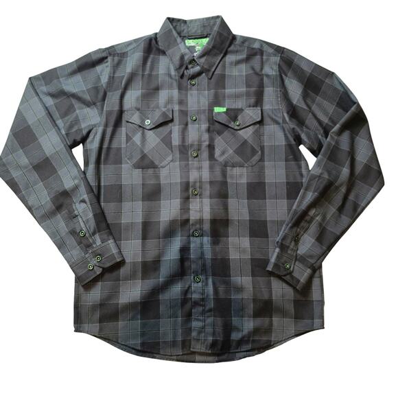 DIXXON Other - ADRENALINE DIXXON FLANNEL CO  Mens LT Black Gray Lime Green SOLD OUT